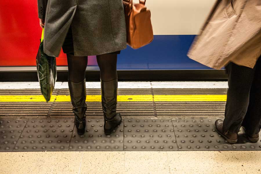 The safe zone starts about 30cm from the edge of the platform.