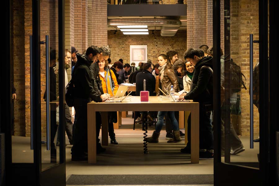 Friday night at the Apple store on Regent St.