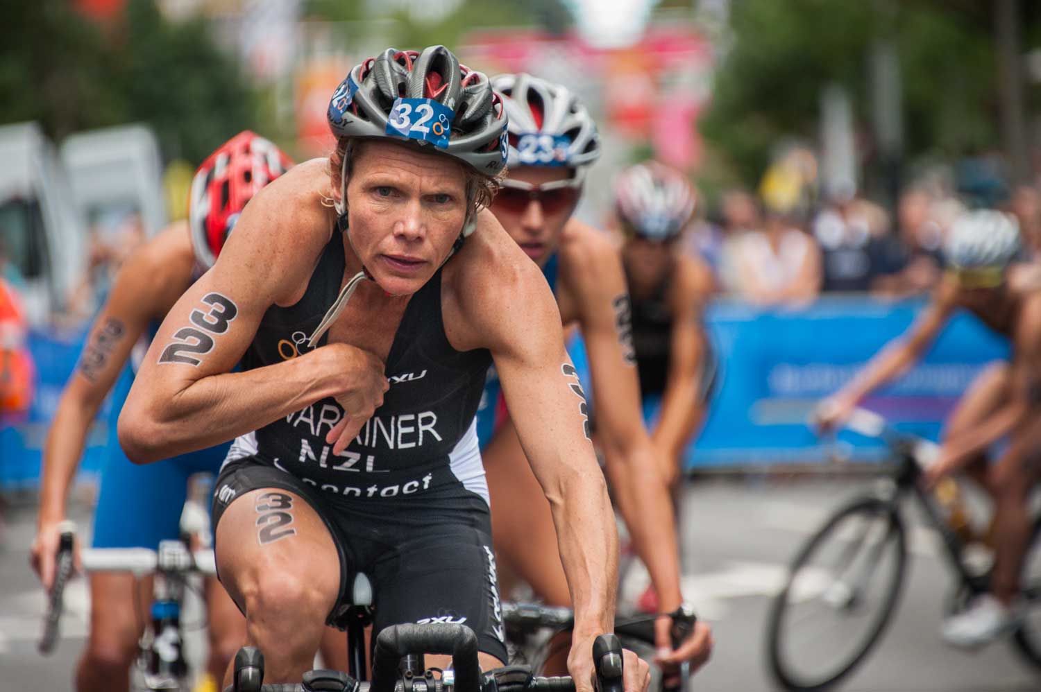 Samantha Warriner in her return to ITU competition, aged 41.