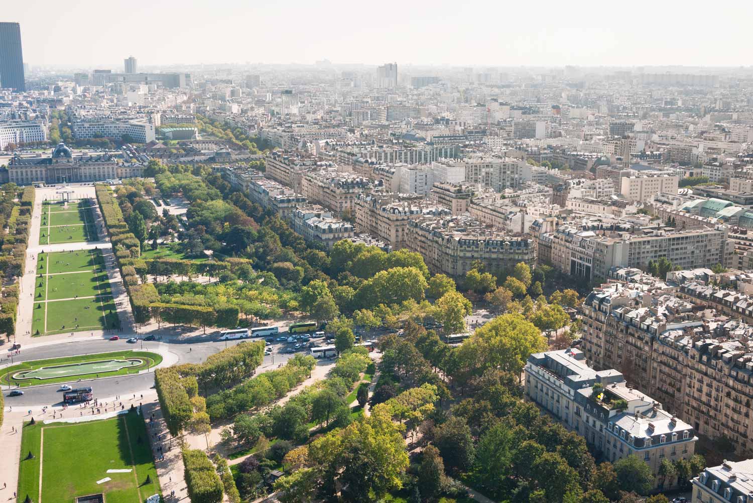 The view over Paris from the second level of the Eiffel Tower.