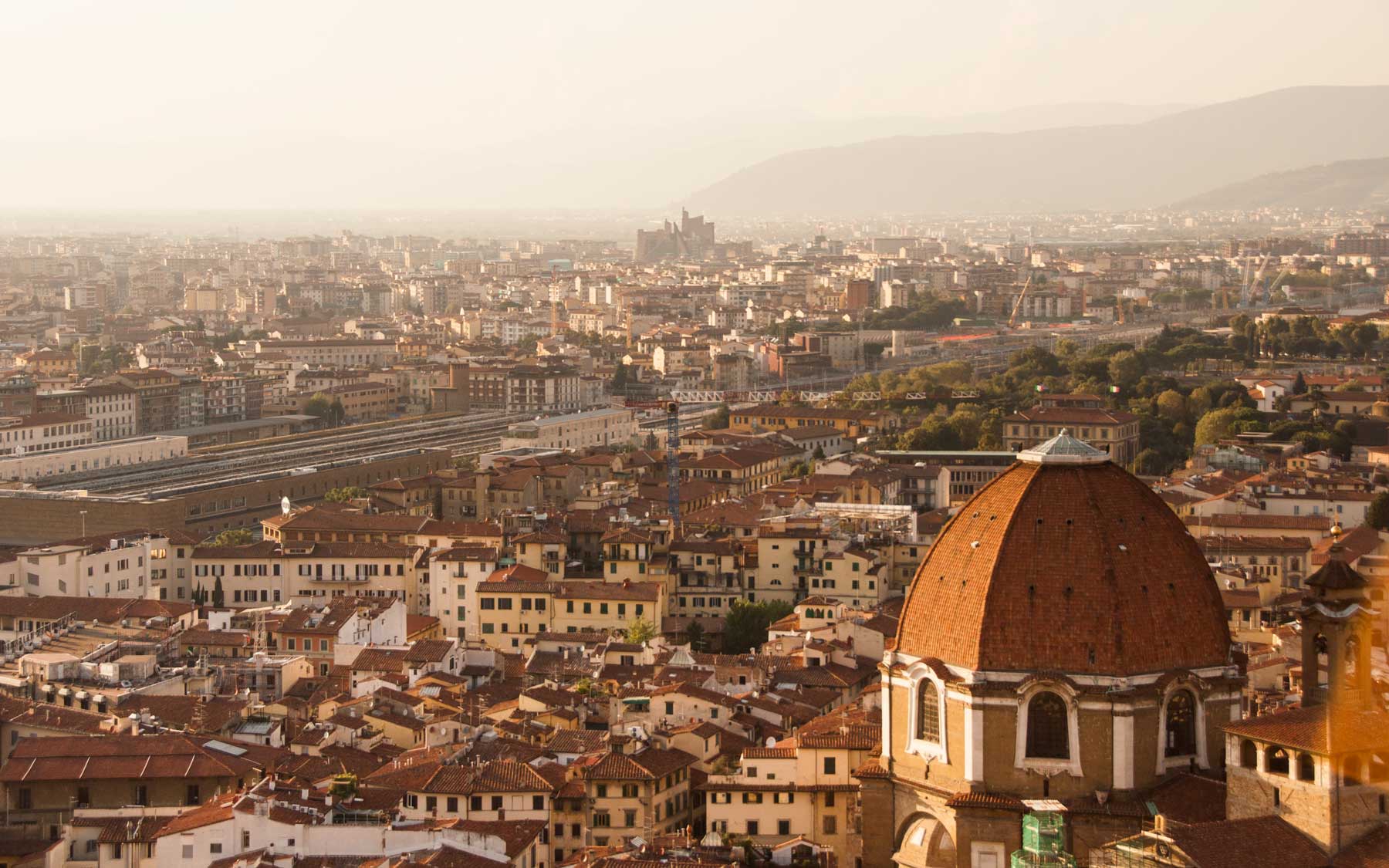 Looking over the main train station and outwards from the old city centre.