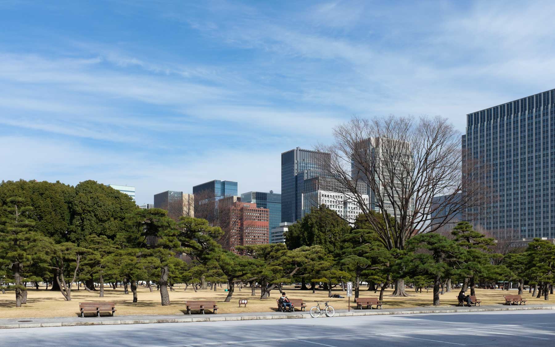 Looking towards Tokyo Station from the grounds in front of the Imperial Palace.