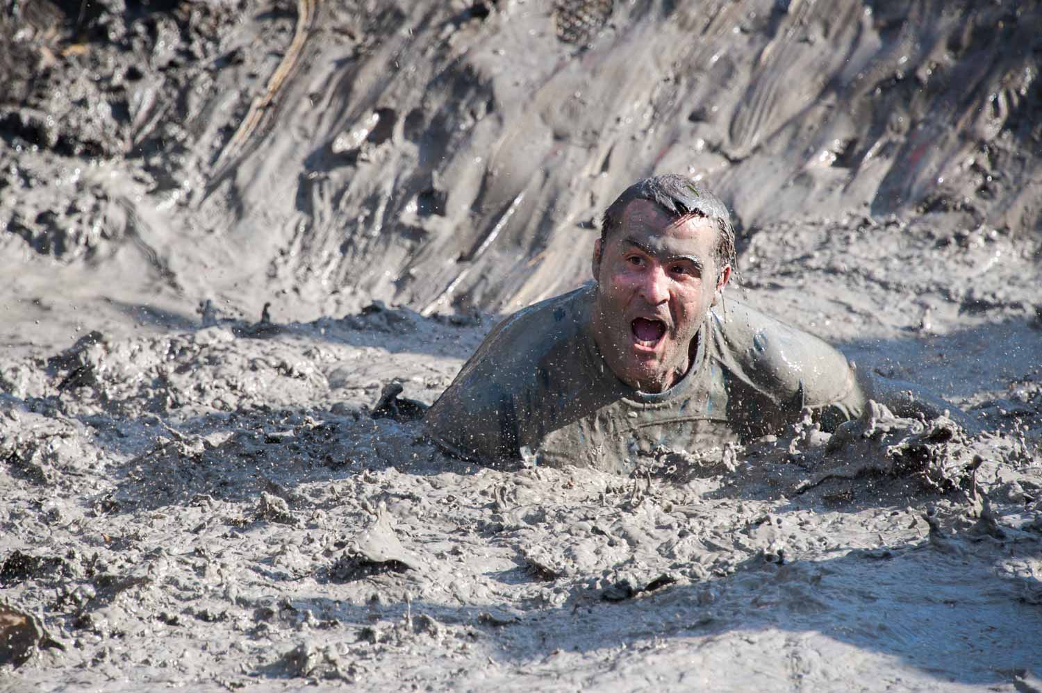 Into the mud slide.