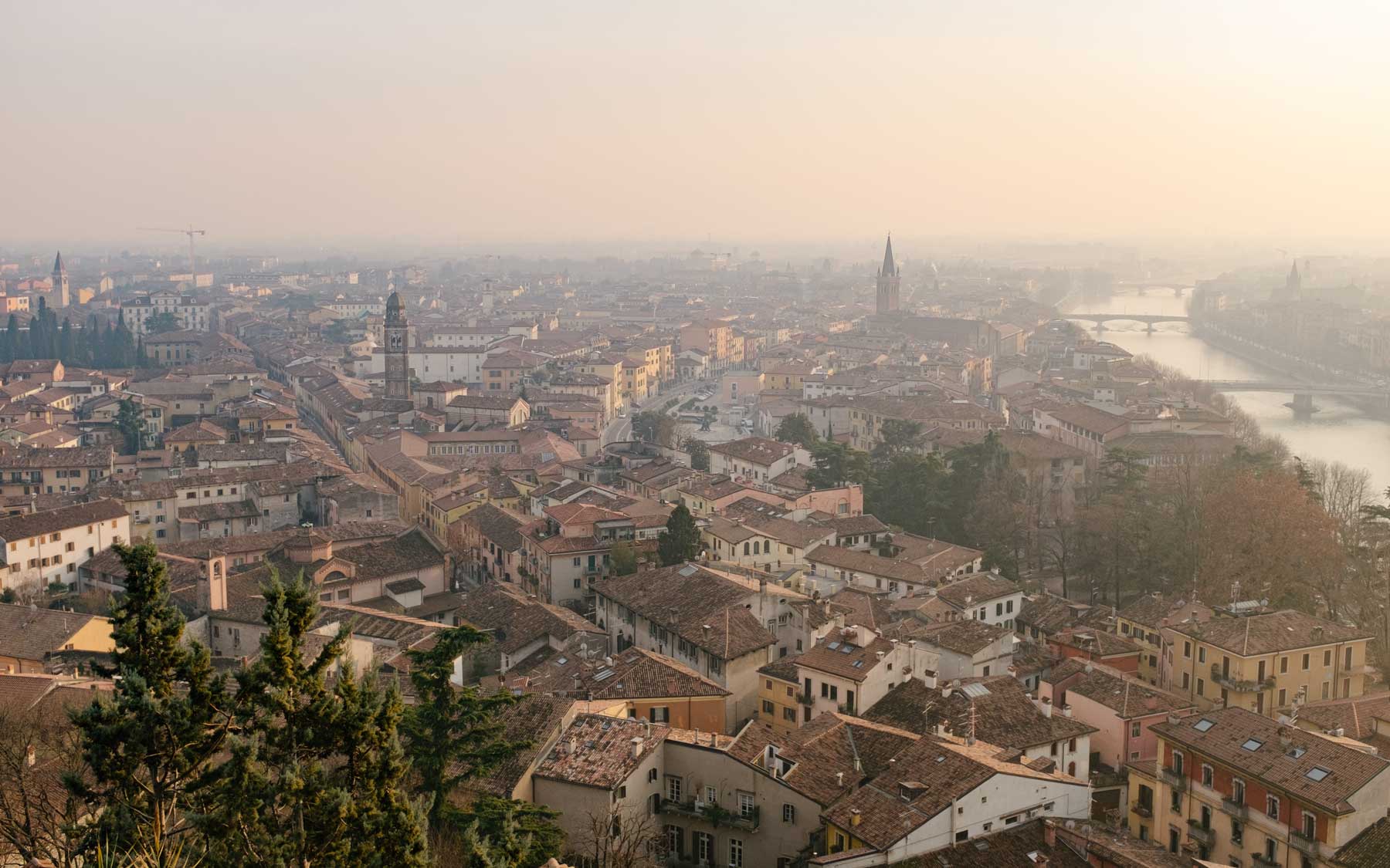 Looking south-east over Verona.